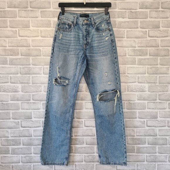 Aeropostale 90s Baggy Distressed Denim Blue Jeans Grunge Relaxed Casual 0 - Picture 1 of 9